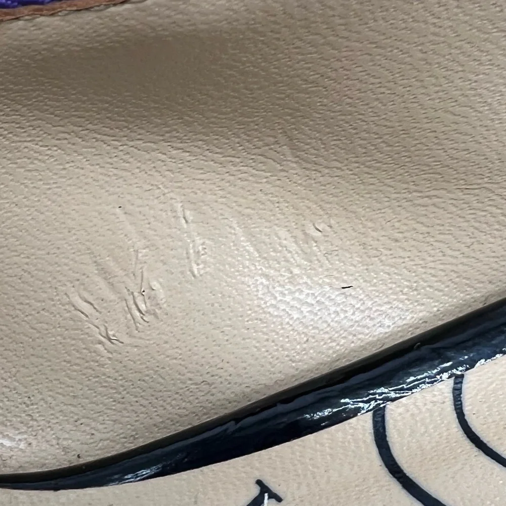 J Renee Marva Slingback Size 7 M Black Patent Leather Purple Bow - Picture 9 of 16